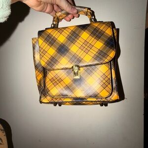 Madden Girl Yellow Plaid Top-Handle Bag